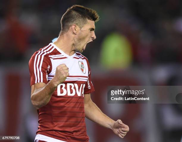 Lucas Alario of River Plate celebrates the second goal of his team during a match between River Plate and Temperley as part of Torneo Primera...