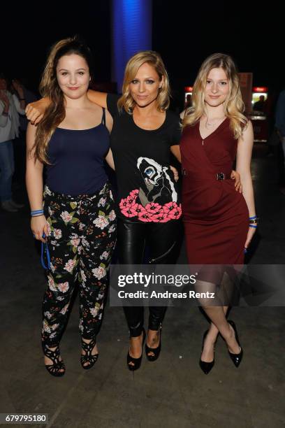 Michelle with her daughters Celine Oberloher and Marie-Louise Reim attend the after show party during the finals of the tv competition 'Deutschland...