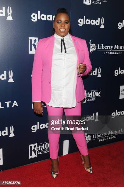Actor Alex Newell attends as Ketel One Vodka sponsors the 28th Annual GLAAD Media Awards in New York at The Hilton Midtown on May 6, 2017 in New York...