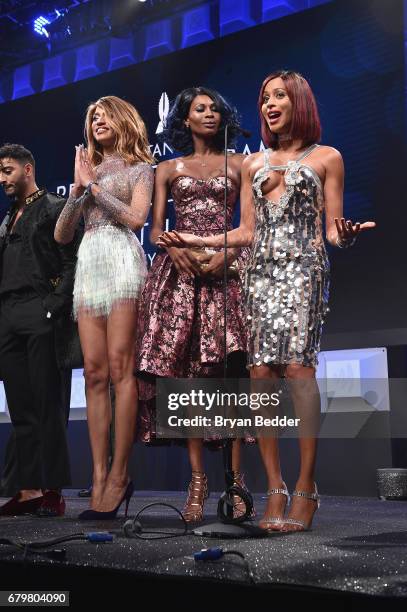 Arisce Wanzer, Dominque Jackson and Isis King speak on stage 28th Annual GLAAD Media Awards at The Hilton Midtown on May 6, 2017 in New York City.