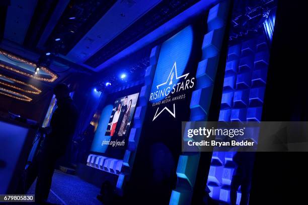 Backstage view of the stage during the 28th Annual GLAAD Media Awards at The Hilton Midtown on May 6, 2017 in New York City.