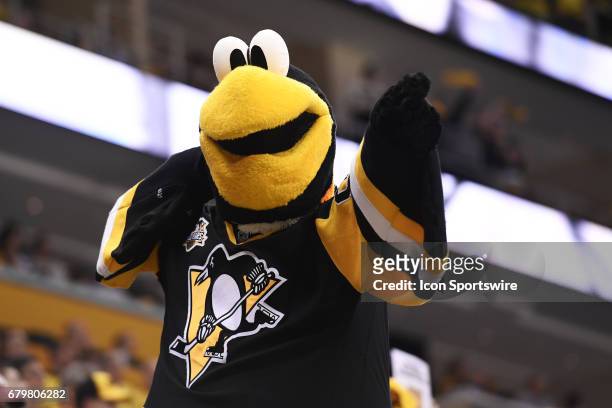 Pittsburgh Penguins mascot "Iceberg" entertains the crowd during the third period. The Pittsburgh Penguins won 3-2 in Game Four of the Eastern...
