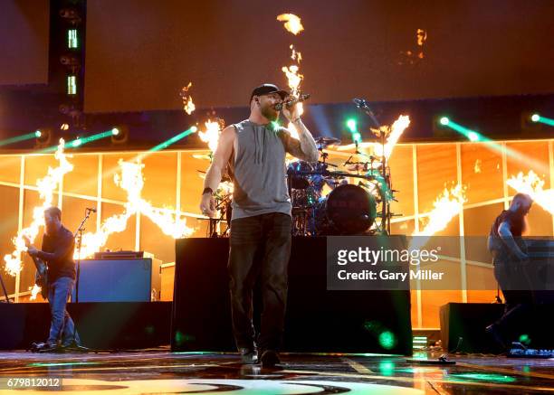 Singer Brantley Gilbert performs onstage during the 2017 iHeartCountry Festival, A Music Experience by AT&T at The Frank Erwin Center on May 6, 2017...