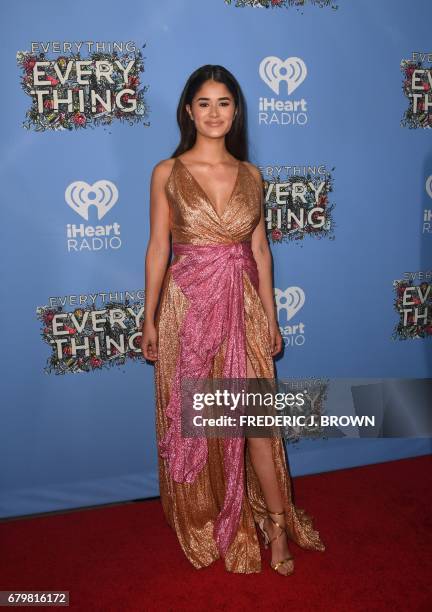 Actress Danube Hermosillo arrives for the premiere of the film "Everything Everything" in Hollywood, California on May 6, 2017. / AFP PHOTO /...