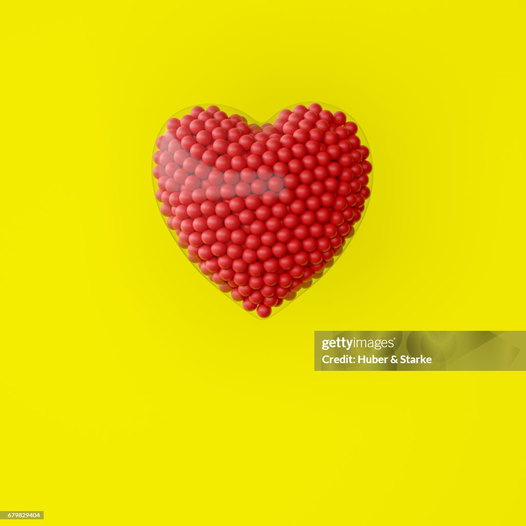Heart with lots of red spheres