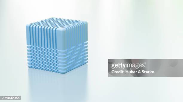blue cube with network - kreativität fotografías e imágenes de stock