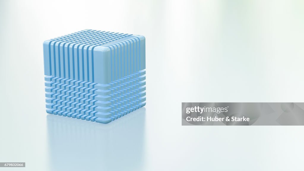 Blue cube with network