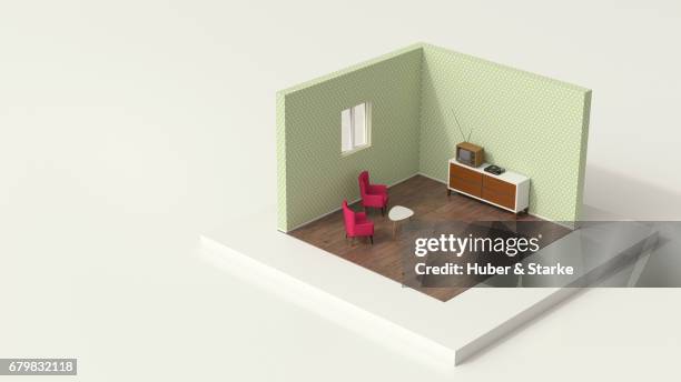 tiny world, old-fashioned living room - hausdekor fotografías e imágenes de stock