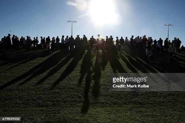 General view is seen of the crowd as they wait for the start of the 2017 City versus Country Origin match at Glen Willow Sports Ground on May 7, 2017...