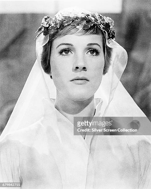 English actress and singer Julie Andrews as Maria, during the wedding scene from the musical film 'The Sound of Music', 1965.