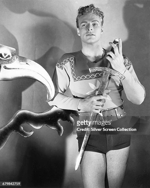 American actor Buster Crabbe as Flash Gordon in the science fiction serial 'Flash Gordon', circa 1936.