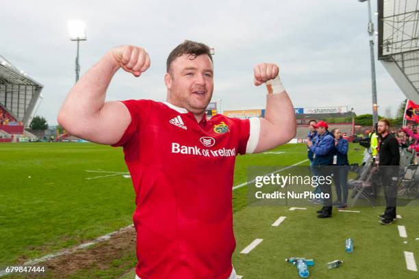 Dave Kilcoyne of Munster poses for photo after the Guinness PRO12 rugby match between Munster Rugby and Connacht Rugby at Thomond Park Stadium in...