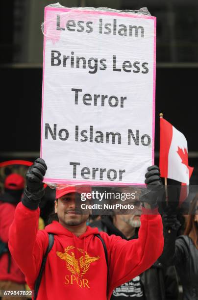 Rally against Islam, Muslims, and Sharia Law in downtown Toronto, Ontario, Canada, on May 06, 2017. Groups such as the Concerned Coalition of...