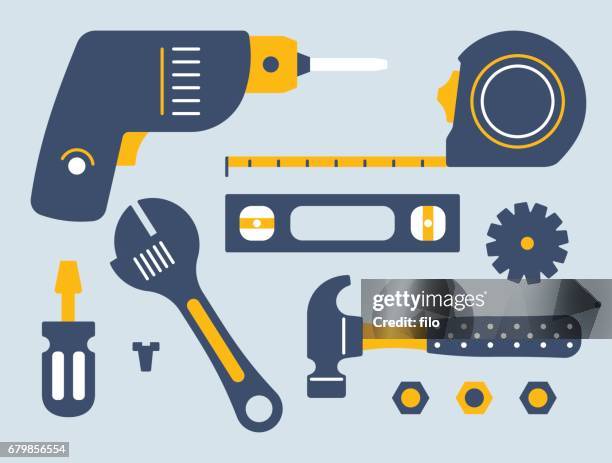 illustrazioni stock, clip art, cartoni animati e icone di tendenza di strumenti e attrezzature di lavoro - maintenance engineer