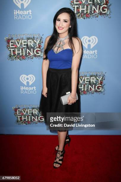 Musical artist Savannah Garza attends the screening of Warner Bros. Pictures' "Everything, Everything" at the TCL Chinese Theatre on May 6, 2017 in...