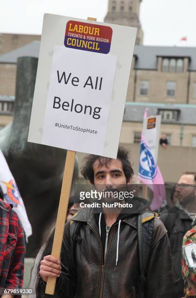 Rally against Islamophobia, White Supremacy &amp; Fascism in downtown Toronto, Ontario, Canada, on May 06, 2017. Protesters clashed with anti-Muslim...