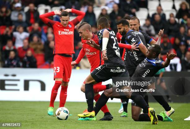 Marco Verratti of PSG during the French Ligue 1 match between Paris Saint-Germain and SC Bastia at Parc des Princes stadium on May 6, 2017 in Paris,...