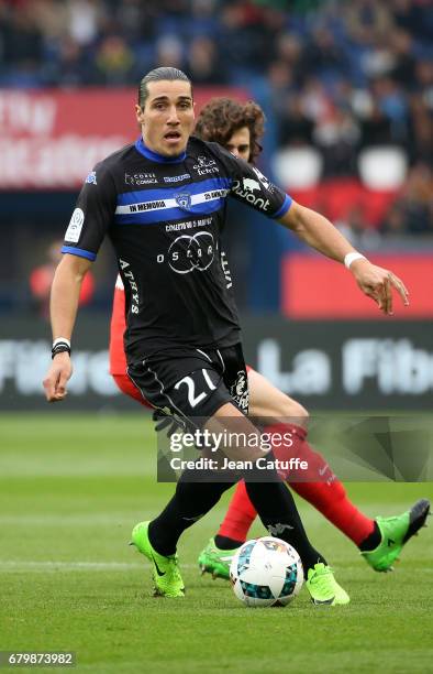 Enzo Crivelli of Bastia during the French Ligue 1 match between Paris Saint-Germain and SC Bastia at Parc des Princes stadium on May 6, 2017 in...