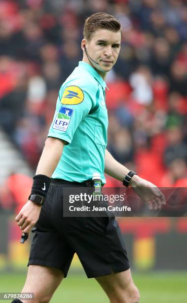 Referee Francois Letexier during the French Ligue 1 match between Paris Saint-Germain and SC Bastia at Parc des Princes stadium on May 6, 2017 in...