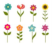 Colorful flowers icons