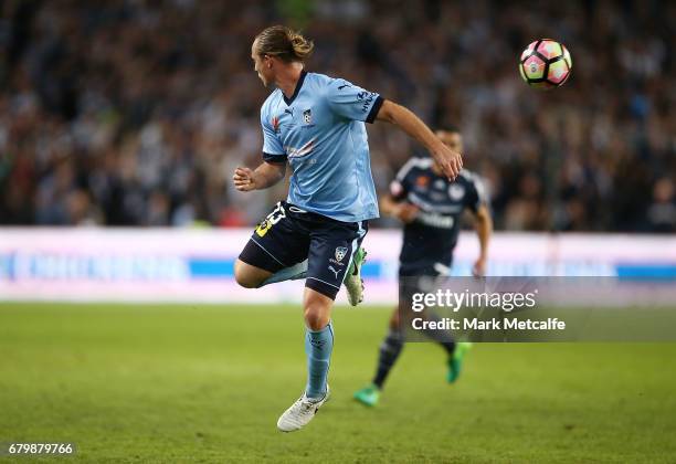 Rhyan Grant of Sydney FC backheels the ball during the 2017 A-League Grand Final match between Sydney FC and the Melbourne Victory at Allianz Stadium...