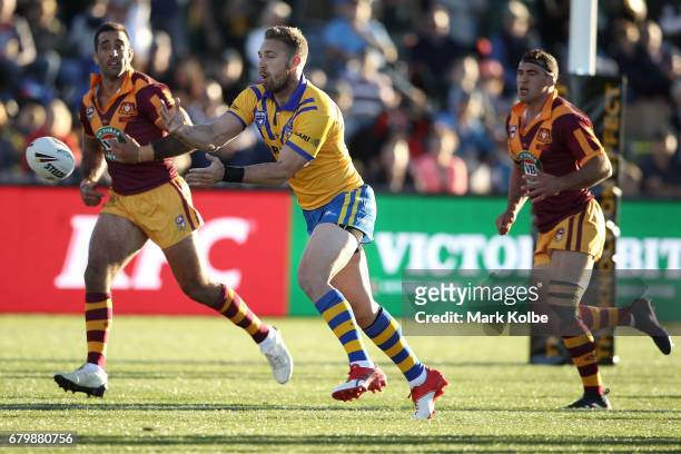 Bryce Cartwright of City passes during the 2017 City versus Country Origin match at Glen Willow Sports Ground on May 7, 2017 in Mudgee, Australia.