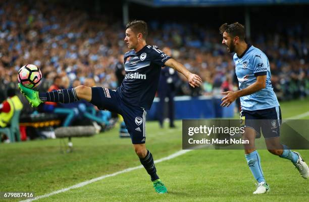 Marco Rojas of the Victory controls the ball during the 2017 A-League Grand Final match between Sydney FC and the Melbourne Victory at Allianz...