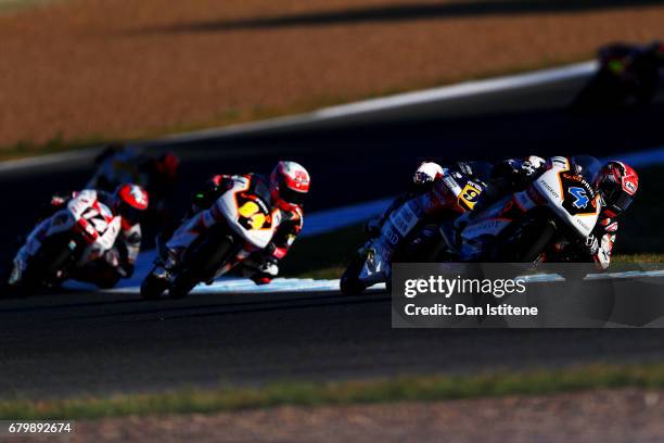 Patrik Pulkkinen of Finland and Peugeot MC Saxoprint rides during warm-up for Moto3 at Circuito de Jerez on May 7, 2017 in Jerez de la Frontera,...