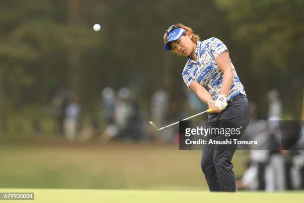 Misuzu Narita of Japan chips onto the 9th green during the final round of the World Ladies Championship Salonpas Cup at the Ibaraki Golf Club on May...