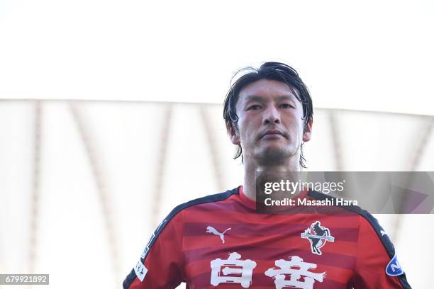 Seiichiro Maki of Roasso Kumamoto looks on after the J.League J2 match between Roasso Kumamoto and Thespa Kusatsu Gunma at Egao Kenko Stadium on May...