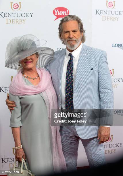 Susan Geston and Jeff Bridges attends the 143rd Kentucky Derby at Churchill Downs on May 6, 2017 in Louisville, Kentucky.