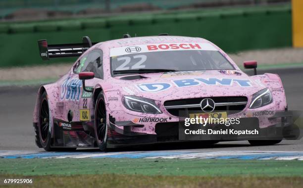 Lucas Auer of Mercedes-AMG Motorsport BWT in action during the qualifying for race 2 of the DTM German Touring Car Hockenheim at Hockenheimring on...