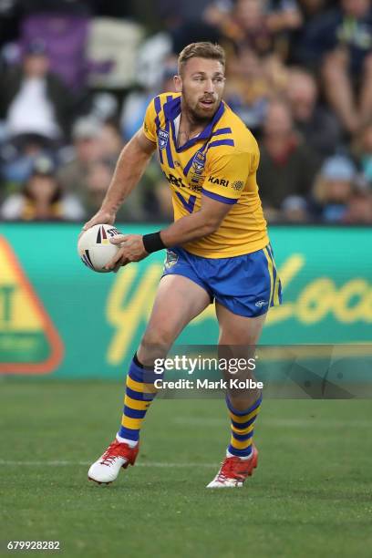 Bryce Cartwright of City passes during the 2017 City versus Country Origin match at Glen Willow Sports Ground on May 7, 2017 in Mudgee, Australia.