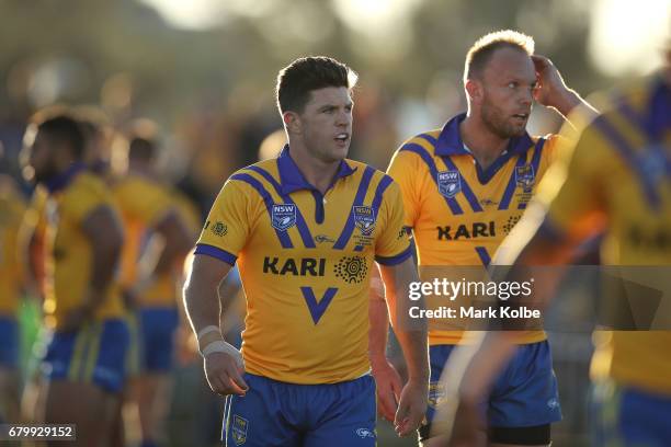 Chad Townsend and David Gower of City watch on during the 2017 City versus Country Origin match at Glen Willow Sports Ground on May 7, 2017 in...