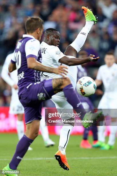 Ismael Diomande of Caen during the Ligue 1 match between Toulouse FC and SM Caen at Stadium Municipal on May 6, 2017 in Toulouse, France.