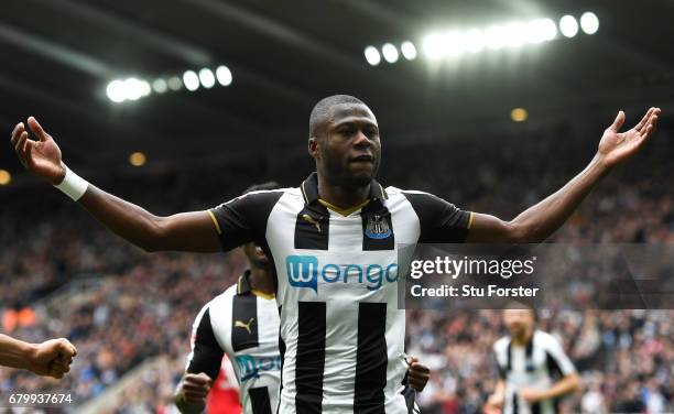 Chancel Mbemba of Newcastle United celebrates scoring his sides second goal during the Sky Bet Championship match between Newcastle United and...