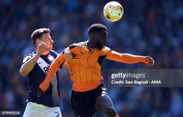 Andy Boyle of Preston North End and Nouha Dicko of Wolverhampton Wanderers during the Sky Bet Championship match between Wolverhampton Wanderers and...