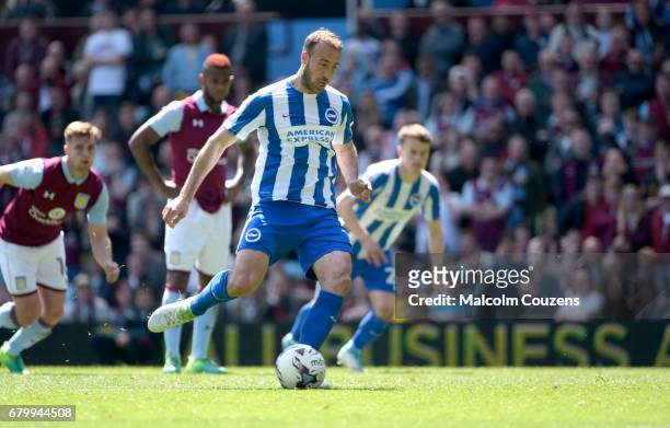 Glen Murray of Brighton scores from the penalty spot during the Sky Bet Championship match between Aston Villa and Brighton & Hove Albion at Villa...