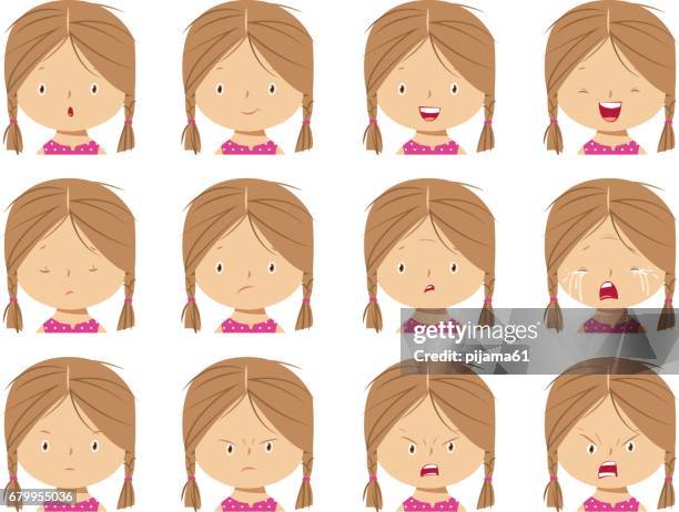 girl face expressions - fear stock illustrations