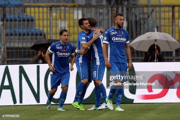 Manuel Pasqual of Empoli FC celebrates after scoring a goal during the Serie A match between Empoli FC and Bologna FC at Stadio Carlo Castellani on...