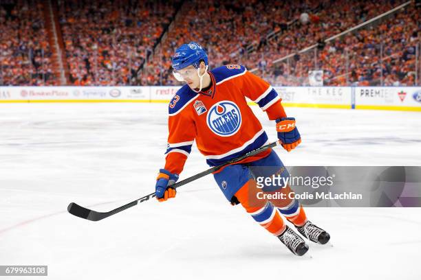 Matthew Benning of the Edmonton Oilers skates against the Anaheim Ducks in Game Four of the Western Conference Second Round during the 2017 NHL...