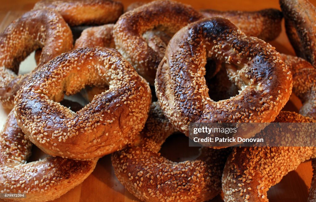 Montreal style sesame seed bagels