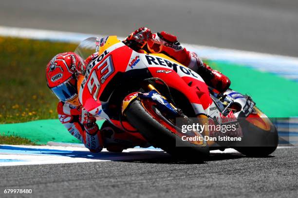 Marc Marquez of Spain and the Repsol Honda Team rides during the MotoGP of Spain at Circuito de Jerez on May 7, 2017 in Jerez de la Frontera, Spain.