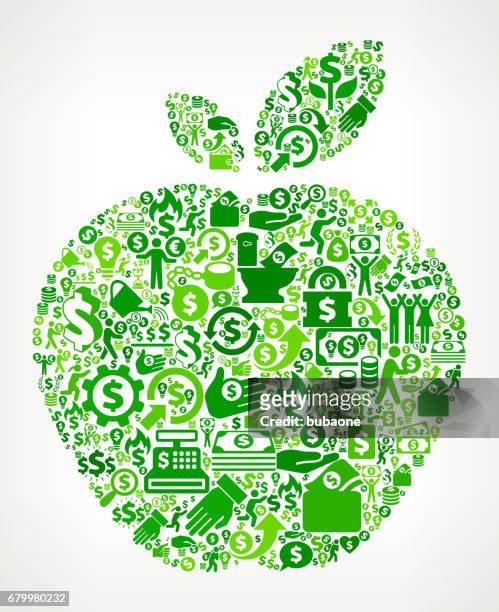 apple-geld und finanzen grüne vektor icon hintergrund - apple arrow stock-grafiken, -clipart, -cartoons und -symbole