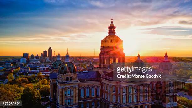 iowa capitol sunset - iowa stock pictures, royalty-free photos & images