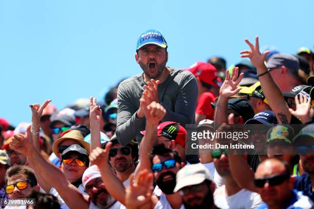 Fans show their support during the MotoGP of Spain at Circuito de Jerez on May 7, 2017 in Jerez de la Frontera, Spain.