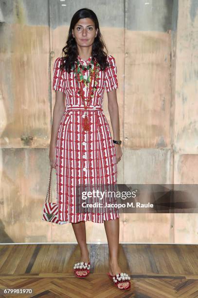 Giovanna Battaglia while attending the Prada Resort 2018 Womenswear Show in Osservatorio on May 7, 2017 in Milan, Italy.