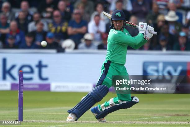 Gary Wilson of Ireland hits out during the Royal London ODI between England and Ireland at Lord's Cricket Ground on May 7, 2017 in London, England.