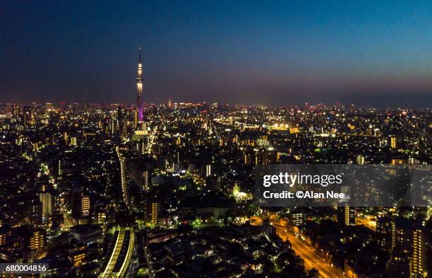 night view of tokyo - 観光 imagens e fotografias de stock