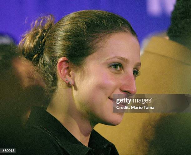 Emma Bloomberg, the daughter of the Republican mayoral candidate Michael Bloomberg, looks on at his victory party November 7, 2001 in New York City....